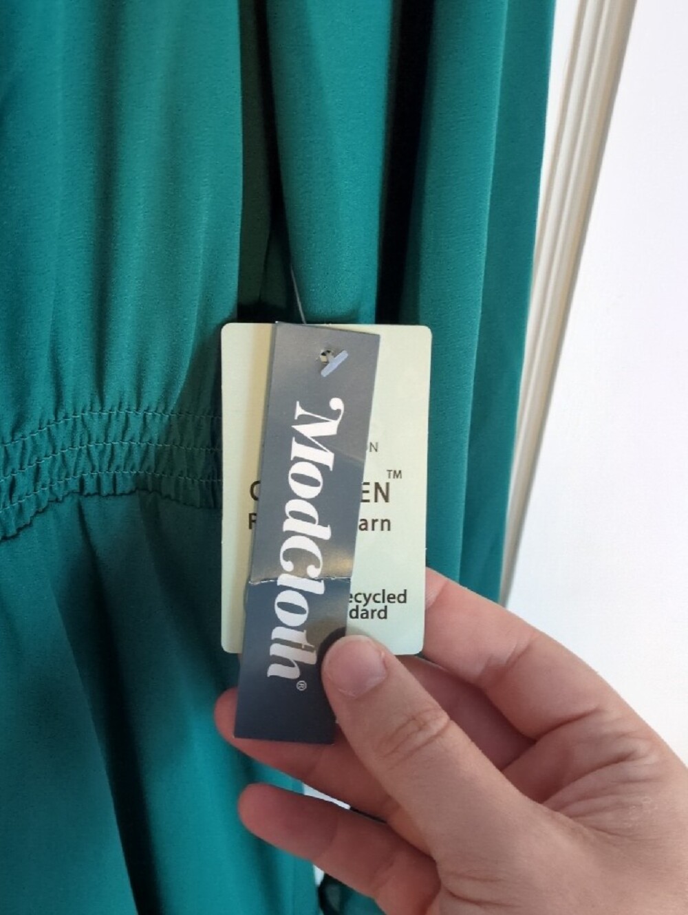 ModCloth Teal Green Ruffle-Neck Long Sleeve Dress - Picture 3 of 8